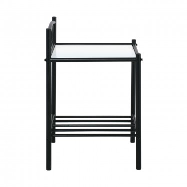 RADO Κομοδίνο Μέταλλο Βαφή Μαύρο, Γυαλί 5mm  40x40x64cm [-Μαύρο-] [-Μέταλλο-] Ε8013,1