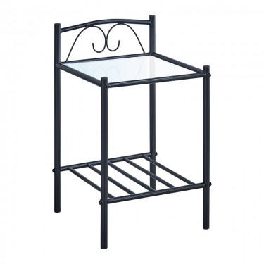 RADO Κομοδίνο Μέταλλο Βαφή Μαύρο, Γυαλί 5mm  40x40x64cm [-Μαύρο-] [-Μέταλλο-] Ε8013,1