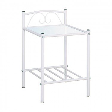 RADO Kομοδίνο Μέταλλο Βαφή Άσπρο, Γυαλί 5mm  40x40x64cm [-Άσπρο-] [-Μέταλλο-] Ε8013,2