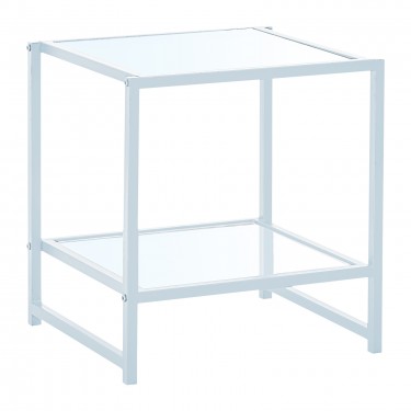 ATOS Κομοδίνο Μέταλλο Βαφή Άσπρο - Γυαλί 5mm  48x44x50cm [-Άσπρο-] [-Μέταλλο-] Ε8014,2