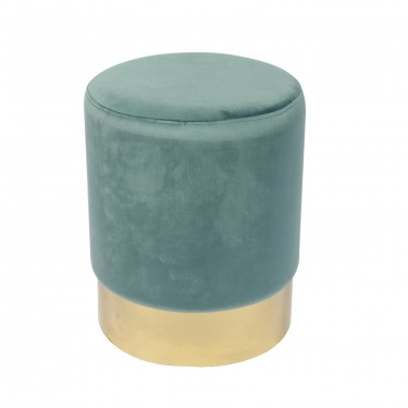 SOL Σκαμπό Βοηθητικό, Χρώμιο Χρυσό, Ύφασμα Velure Απόχρωση Βεραμάν  Φ37x44cm [-Πράσινο-, -Χρυσό-] [-Μέταλλο-, -Ύφασμα-] Ε7030,2