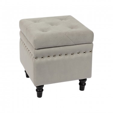 LOKO Σκαμπό Αποθηκευτικό Βοηθητικό, Ύφασμα Velure Απόχρωση Γκρι  37x37x40cm [-Γκρι-, -Μαύρο-] [-Ξύλο-, -Ύφασμα-] Ε7036,2