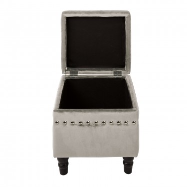 LOKO Σκαμπό Αποθηκευτικό Βοηθητικό, Ύφασμα Velure Απόχρωση Γκρι  37x37x40cm [-Γκρι-, -Μαύρο-] [-Ξύλο-, -Ύφασμα-] Ε7036,2