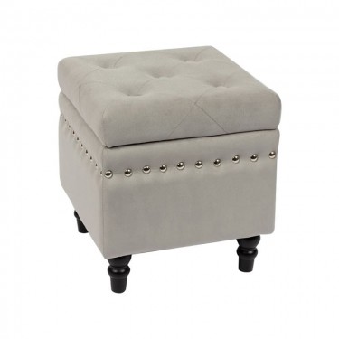 LOKO Σκαμπό Αποθηκευτικό Βοηθητικό, Ύφασμα Velure Απόχρωση Γκρι  37x37x40cm [-Γκρι-, -Μαύρο-] [-Ξύλο-, -Ύφασμα-] Ε7036,2