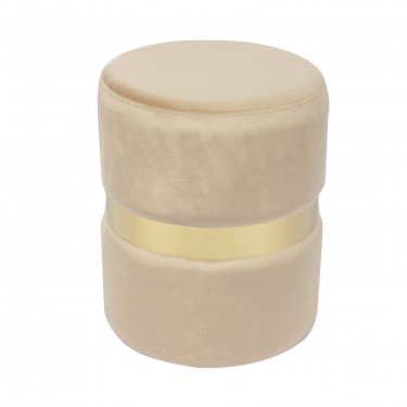 TOMMY Σκαμπό Βοηθητικό, Χρώμιο Χρυσό, Ύφασμα Velure Απόχρωση Μπεζ  Φ35cm Η.43cm [-Μπεζ-Tortora-Sand-Cappuccino-, -Χρυσό-] [-Μέταλλο-, -Ύφασμα-] Ε7037,2