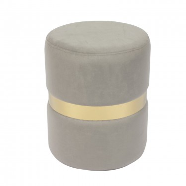 TOMMY Σκαμπό Βοηθητικό, Χρώμιο Χρυσό, Ύφασμα Velure Απόχρωση Γκρι  Φ35cm Η.43cm [-Γκρι-, -Χρυσό-] [-Μέταλλο-, -Ύφασμα-] Ε7037,4