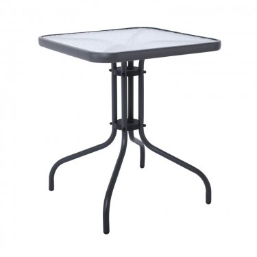 BALENO Τραπέζι Κήπου - Βεράντας, Μέταλλο Βαφή Ανθρακί, Επιφάνεια Γυαλί  60x60x70cm [-Ανθρακί-] [-Γυαλί-, -Μέταλλο-] Ε2404,1