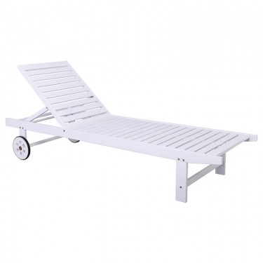 LUGANO Ξαπλώστρα Ξύλο Acacia, Απόχρωση Άσπρο  65x196x32cm [-Άσπρο-] [-Ξύλο-] Ε229,2