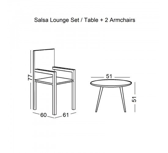 SALSA Lounge Set Καθιστικό Μέταλλο Μαύρο - Γυαλί - Wicker Φυσικό: Τραπεζάκι 2 Πολυθρόνες  TableΦ51x51 Armchair61x60x77cm [-Μαύρο/Φυσικό-] [-Μέταλλο/Wicker-] Ε274,S