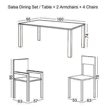SALSA Τραπεζαρία Κήπου:Μέταλλο Βαφή Μαύρο-Wicker Φυσικό: 2 Πολυθρόνες  4 Καρέκλες Τραπέζι  160x95x74 -57x68x83-53x63x78cm [-Μαύρο-, -Φυσικό-] [-Wicker-, -Μέταλλο-] Ε280,S