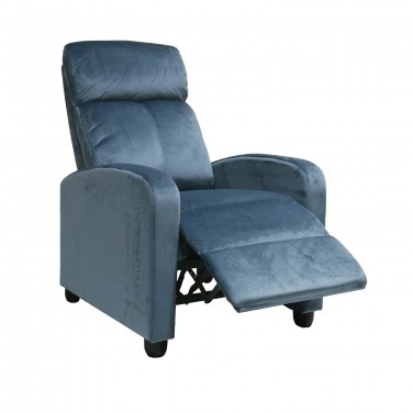 PORTER Πολυθρόνα Relax Σαλονιού - Καθιστικού Γκρι - Μπλε Velure  68x86x99cm [-Μπλε-] [-Ύφασμα-] Ε9781,4
