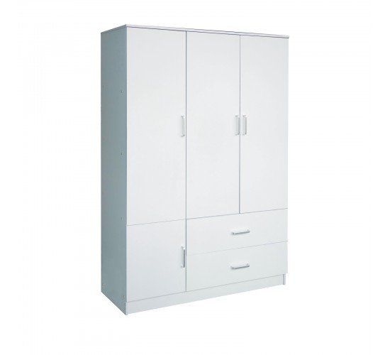 CLOSET Ντουλάπα Τετράφυλλη, 5 Ράφια, 2 Συρτάρια, Θέσεις για Κρεμάστρες, Απόχρωση Άσπρο  120x50x180cm [-Άσπρο-] [-MDF - Κόντρα Πλακέ - Καπλαμάς - Νοβοπάν-] Ε8385,1