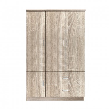 CLOSET Ντουλάπα Τετράφυλλη, 5 Ράφια, 2 Συρτάρια, Θέσεις για Κρεμάστρες, Απόχρωση Sonoma  120x50x180cm [-Φυσικό-] [-MDF - Κόντρα Πλακέ - Καπλαμάς - Νοβοπάν-] Ε8385,2