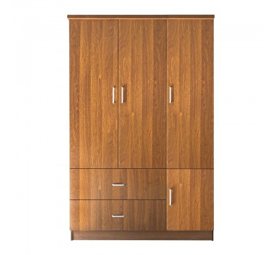 CLOSET Ντουλάπα Τετράφυλλη, 5 Ράφια, 2 Συρτάρια, Θέσεις για Κρεμάστρες, Απόχρωση Καρυδί  120x50x180cm [-Καρυδί-] [-MDF - Κόντρα Πλακέ - Καπλαμάς - Νοβοπάν-] Ε8385,3