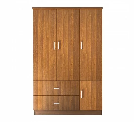 CLOSET Ντουλάπα Τετράφυλλη, 5 Ράφια, 2 Συρτάρια, Θέσεις για Κρεμάστρες, Απόχρωση Καρυδί  120x50x180cm [-Καρυδί-] [-MDF - Κόντρα Πλακέ - Καπλαμάς - Νοβοπάν-] Ε8385,3