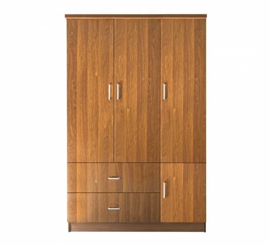 CLOSET Ντουλάπα Τετράφυλλη, 5 Ράφια, 2 Συρτάρια, Θέσεις για Κρεμάστρες, Απόχρωση Καρυδί  120x50x180cm [-Καρυδί-] [-MDF - Κόντρα Πλακέ - Καπλαμάς - Νοβοπάν-] Ε8385,3
