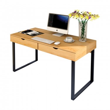 ΓΡΑΦΕΙΟ με 2 Συρτάρια Μέταλλο Βαφή Μαύρο - Φυσικό  100x48x75cm [-Μαύρο-, -Φυσικό-] [-Melamine-, -Μέταλλο-] ΕΟ403,1