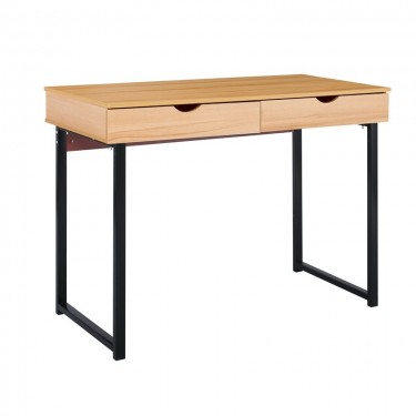 ΓΡΑΦΕΙΟ με 2 Συρτάρια Μέταλλο Βαφή Μαύρο - Φυσικό  100x48x75cm [-Μαύρο-, -Φυσικό-] [-Melamine-, -Μέταλλο-] ΕΟ403,1