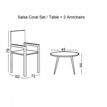 SALSA Coral Coffee Set Κήπου Μέταλλο Μαύρο - Γυαλί - Wicker Φυσικό: Τραπεζάκι 2 Πολυθρόνες  TableΦ50x44 Armchair72x62x81cm [-Μαύρο-, -Φυσικό-] [-Wicker-, -Μέταλλο-] Ε283,S