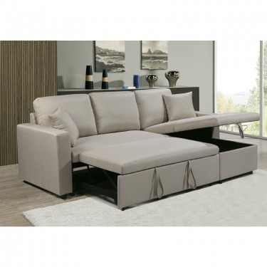 MONTREAL Καναπές - Κρεβάτι Γωνία Αναστρέψιμη με Χώρο Αποθήκευσης, Ύφασμα Μπεζ  223x146x80x83cm Bed:115x194x43 [-Μπεζ-Tortora-Sand-Cappuccino-] [-Ύφασμα-] Ε9586,7