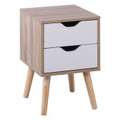 ALINA Κομοδίνο Απόχρωση Sonoma - Άσπρο - Πόδι Φυσικό  29x29x44cm [-Άσπρο-, -Φυσικό-] [-MDF - Κόντρα Πλακέ - Καπλαμάς - Νοβοπάν-] Ε745,1