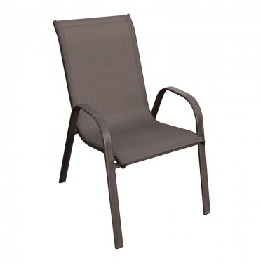 RIO Πολυθρόνα Στοιβαζόμενη Κήπου, Μέταλλο Βαφή Καφέ, Τextilene Καφέ (4,20kg)  55x74x91cm [-Καφέ-] [-Textilene-, -Μέταλλο-] Ε270,6