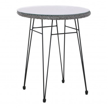 SALSA Τραπέζι H.70cm Μέταλλο Βαφή Μαύρο, Wicker Γκρι  Φ60cm H.70cm [-Γκρι-, -Μαύρο-] [-Wicker-, -Μέταλλο-] Ε244,ΤΗ1