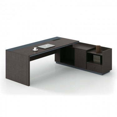 ADVANCE Γραφείο Δεξιά Γωνία Σκούρο Καρυδί - Sky Grey  180x80/160x40 (H.75)cm [-Ανθρακί-, -Καρυδί-] [-Melamine-] ΕΟ819,R