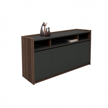 ADVANCE Ντουλάπι Γραφείου, 3 Ράφια, 2 Ντουλάπια Δίφυλλα με 4 Ράφια, Σκ.Καρυδί-Sky Grey  169x40x80cm [-Ανθρακί-, -Καρυδί-] [-Melamine-] ΕΟ826