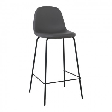 CELINA Σκαμπό BAR με Πλάτη, Κάθισμα H.67cm, Μέταλλο Βαφή Μαύρο, Pvc Γκρι  47x48x67/95cm [-Γκρι-, -Μαύρο-] [-PU - PVC-, -Μέταλλο-] ΕΜ902,1P