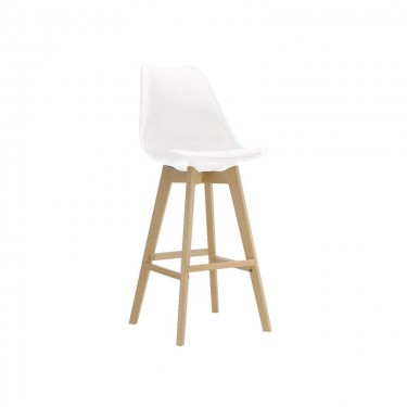 MARTIN Σκαμπό BAR Οξιά Φυσικό, Κάθισμα Η.67cm, PP-Pu Άσπρο, Μονταρισμένη Ταπετσαρία  49x54x67/106cm [-Άσπρο-, -Φυσικό-] [-PP - PC - ABS-, -Ξύλο-] ΕΜ147,11