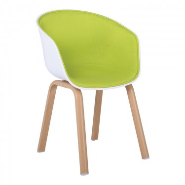 OPTIM Πολυθρόνα Μέταλλο Βαφή Φυσικό, PP Άσπρο, Ύφασμα Lime  54x51x79cm [-Πράσινο-, -Φυσικό-] [-PP - PC - ABS-, -Μέταλλο-] ΕΜ140,4F