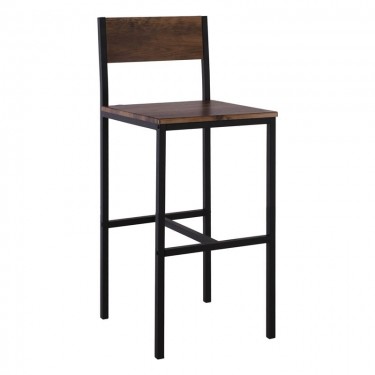 STAB Σκαμπό BAR με Πλάτη, Μέταλλο Βαφή Ανθρακί, Κάθισμα Η.67cm Απόχρωση Antique Brown  39x42x67/95cm [-Ανθρακί-, -Καφέ-] [-MDF - Κόντρα Πλακέ - Καπλαμάς - Νοβοπάν-, -Μέταλλο-] ΕΜ9801,L