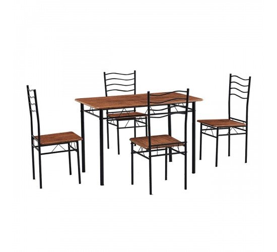 IVAR Set Τραπεζαρία Σαλονιού Κουζίνας: Τραπέζι   4 Καρέκλες Μέταλλο Βαφή Μαύρο, Καρυδί  Τρ.120x70x74 / Καρ.40x40x88 cm [-Μαύρο/Καρυδί-] [-Μέταλλο/MDF - Καπλαμάς - Κόντρα Πλακέ - Νοβοπάν-] ΕΜ9789