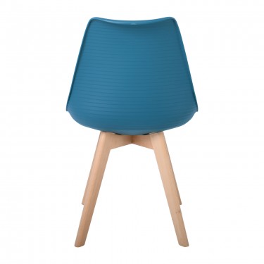 MARTIN STRIPE Καρέκλα Ξύλινο Πόδι, PP Petrol  49x56x82cm [-Μπλε-, -Φυσικό-] [-PP - PC - ABS-, -Ξύλο-] ΕΜ136,03S