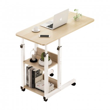 LIFT Βοηθητικό Τραπεζάκι Μέταλλο Βαφή Άσπρο, Melamine Απόχρωση Maple  60x40x78/92cm [-Άσπρο-, -Φυσικό-] [-Melamine-, -Μέταλλο-] ΕΜ48,1