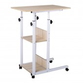 LIFT Βοηθητικό Τραπεζάκι Μέταλλο Βαφή Άσπρο, Melamine Απόχρωση Maple  60x40x78/92cm [-Άσπρο-, -Φυσικό-] [-Melamine-, -Μέταλλο-] ΕΜ48,1