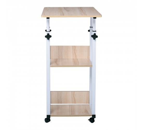 LIFT Βοηθητικό Τραπεζάκι Μέταλλο Βαφή Άσπρο, Melamine Απόχρωση Maple  60x40x78/92cm [-Άσπρο-, -Φυσικό-] [-Melamine-, -Μέταλλο-] ΕΜ48,1