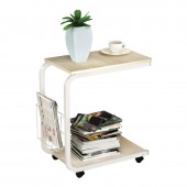 LAP Βοηθητικό Τραπεζάκι, Μέταλλο Βαφή Άσπρο, Απόχρωση Maple  56x30x59cm [-Άσπρο-, -Φυσικό-] [-Melamine-, -Μέταλλο-] ΕΜ47,1