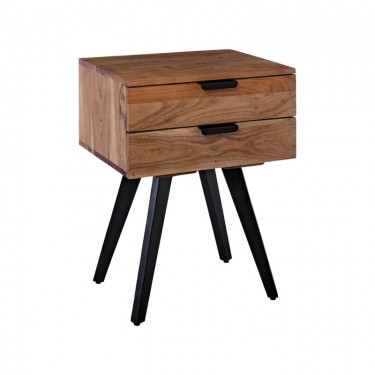 ANKO Κομοδίνο Μέταλλο Βαφή Μαύρο, Ξύλο Ακακία Φυσικό  47x35x65cm [-Μαύρο-, -Φυσικό-] [-Μέταλλο-, -Ξύλο-] ΕΑ7078