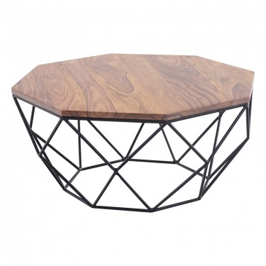 GLEN Τραπεζάκι Σαλονιού Καθιστικού, Μέταλλο Βαφή Μαύρο, Ξύλο Ακακία Φυσικό  82x82x40cm [-Μαύρο-, -Φυσικό-] [-Μέταλλο-, -Ξύλο-] ΕΑ7081