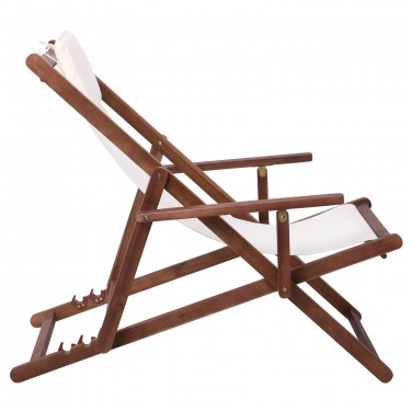 Σαιζ-Λόνγκ - Ξαπλώστρα με Μπράτσα 3 Θέσεων Acacia - Ύφασμα Εκρού Water Repellent  66x104x75cm [-Εκρού-, -Καρυδί-] [-Ξύλο-, -Ύφασμα-] Ε778