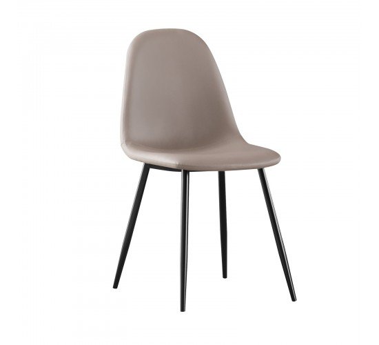 CELINA Καρέκλα Μέταλλο Βαφή Μαύρο, Pvc Cappuccino  45x54x85cm [-Μαύρο-, -Μπεζ-Tortora-Sand-Cappuccino-] [-PU - PVC-, -Μέταλλο-] ΕΜ907,3ΜP