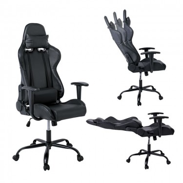 BF8350 Gaming Πολυθρόνα Γραφείου, Ανάκλιση Πλάτης έως 90°, Pu Μαύρο  69x69x126/136cm [-Μαύρο-] [-PU - PVC-] ΕΟ578