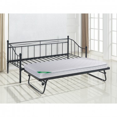 MARIN Set: Daybed (για στρώμα 90x190)   Βοηθητικό Κρεβάτι με Στρώμα 185x85 Μέταλλο Μαύρο  Κρεβάτια:198x97x93 185x85x36cm [-Μαύρο-] [-Μέταλλο-] Ε8043,11