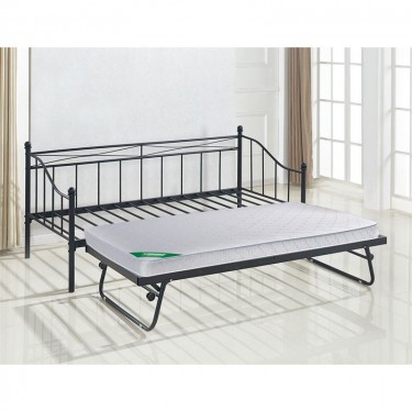 MARIN Set: Daybed (για στρώμα 90x190)   Βοηθητικό Κρεβάτι με Στρώμα 185x85 Μέταλλο Μαύρο  Κρεβάτια:198x97x93 185x85x36cm [-Μαύρο-] [-Μέταλλο-] Ε8043,11