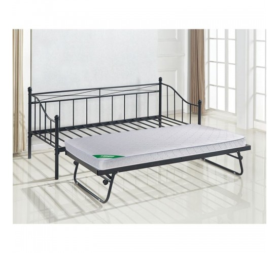 MARIN Set: Daybed (για στρώμα 90x190)   Βοηθητικό Κρεβάτι με Στρώμα 185x85 Μέταλλο Μαύρο  Κρεβάτια:198x97x93 185x85x36cm [-Μαύρο-] [-Μέταλλο-] Ε8043,11