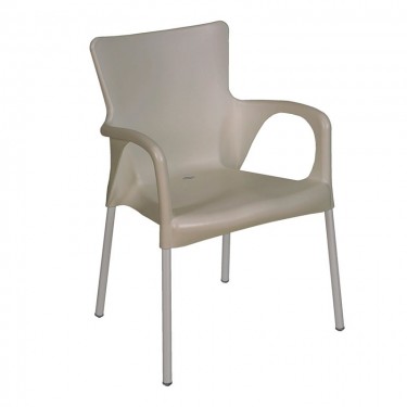 LARA Πολυθρόνα Pro Dining Στοιβαζόμενη, ALU Silver, PP - UV Protection Απόχρωση Tortora  60x52x85cm [-Μπεζ-Tortora-Sand-Cappuccino-] [-PP - PC - ABS-, -Αλουμίνιο-] Ε306,9