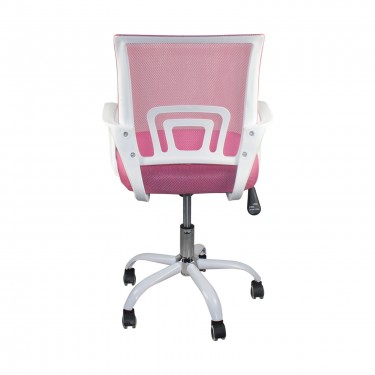 BF2101-SW Πολυθρόνα Γραφείου με Ανάκλιση Άσπρο - Mesh Ροζ  57x53x90/100cm [-Άσπρο-, -Ροζ-] [-Ύφασμα Mesh-] ΕΟ254,7SW