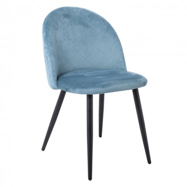 BELLA Καρέκλα Τραπεζαρίας, Μέταλλο Βαφή Μαύρο, Ύφασμα Velure Απόχρωση Petrol  50x56x80cm [-Μαύρο-, -Πράσινο-] [-Μέταλλο-, -Ύφασμα-] ΕΜ759,3